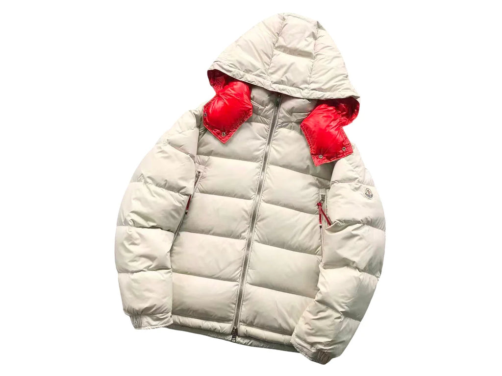 Moncler Poirier Down Jacket — White/Red