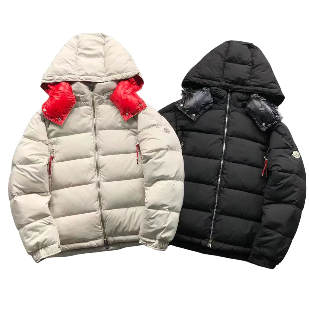 Moncler Poirier Down Jacket — White/Red