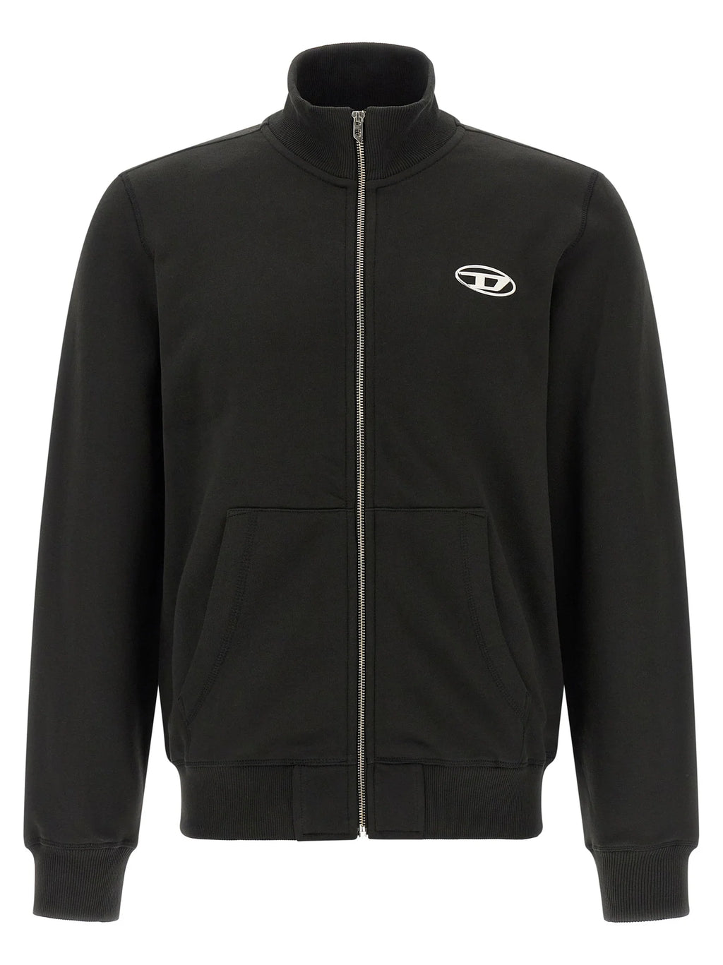 Diesel Logo-Embroidered Cotton Sweatshirt — Black
