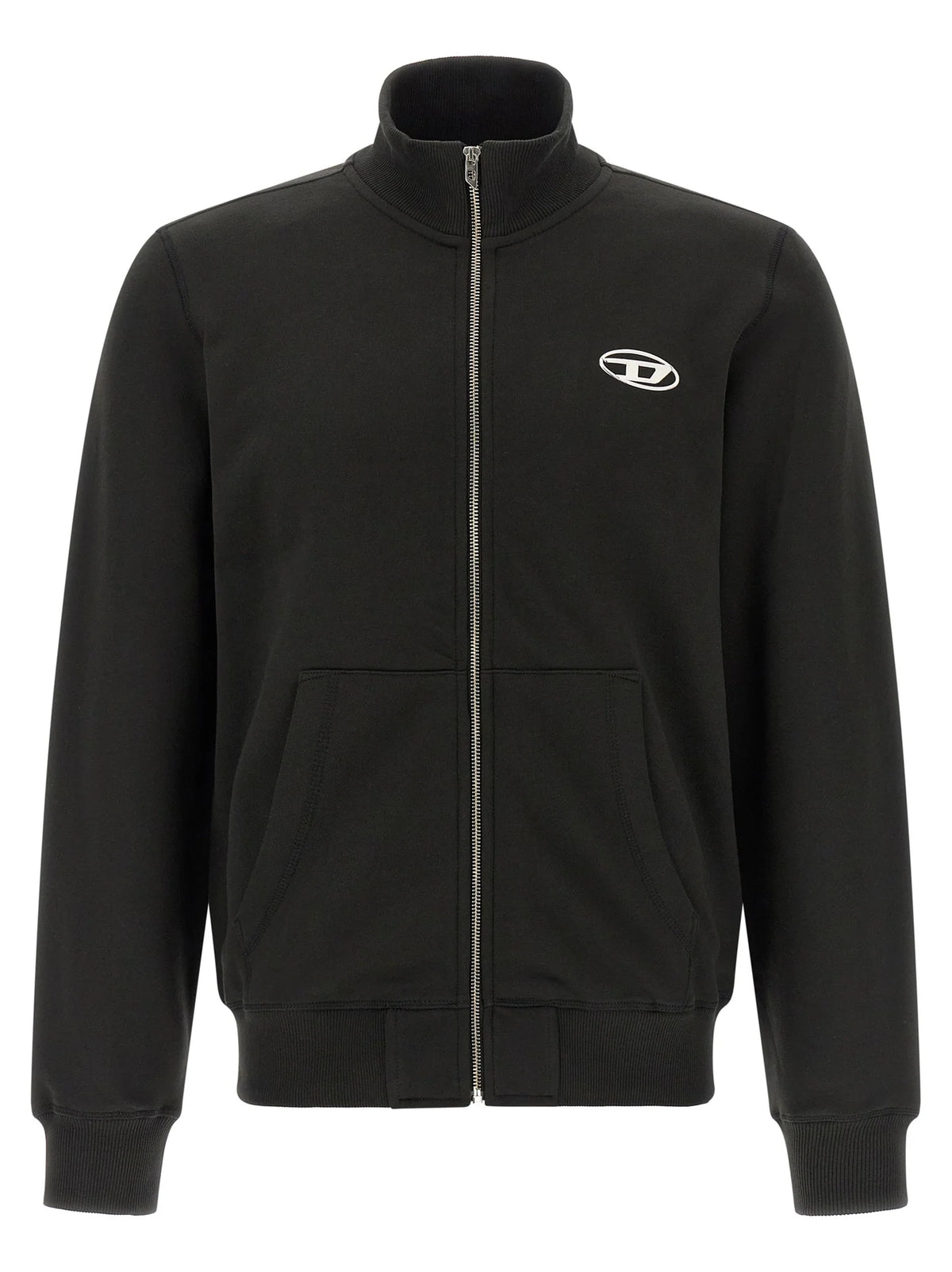 Diesel Logo-Embroidered Cotton Sweatshirt — Black