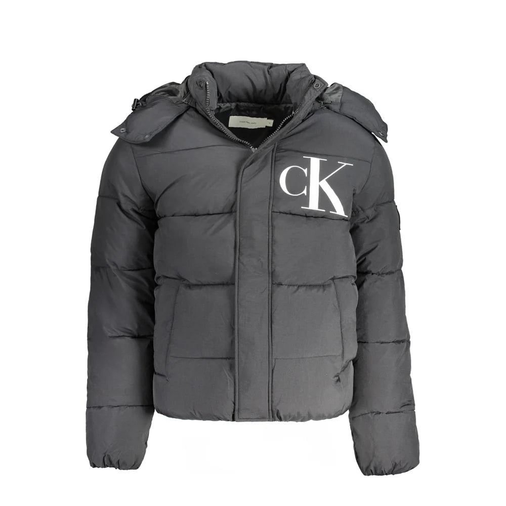 Calvin Klein Recycled Nylon Logo Puffer Jacket — Black