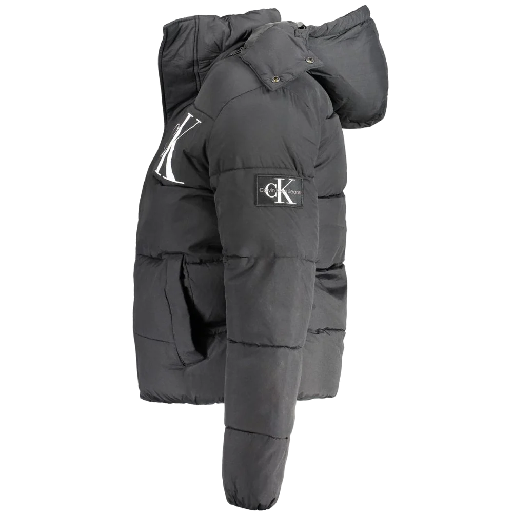 Calvin Klein Recycled Nylon Logo Puffer Jacket — Black